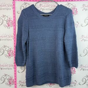 Alison Sheri knit sweater  Blue Textured Crewneck Sweater — Women's Classic Knit